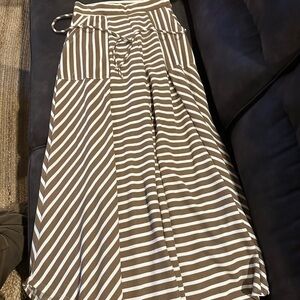 BUCKETLIST Brown and White Striped wide legged pants